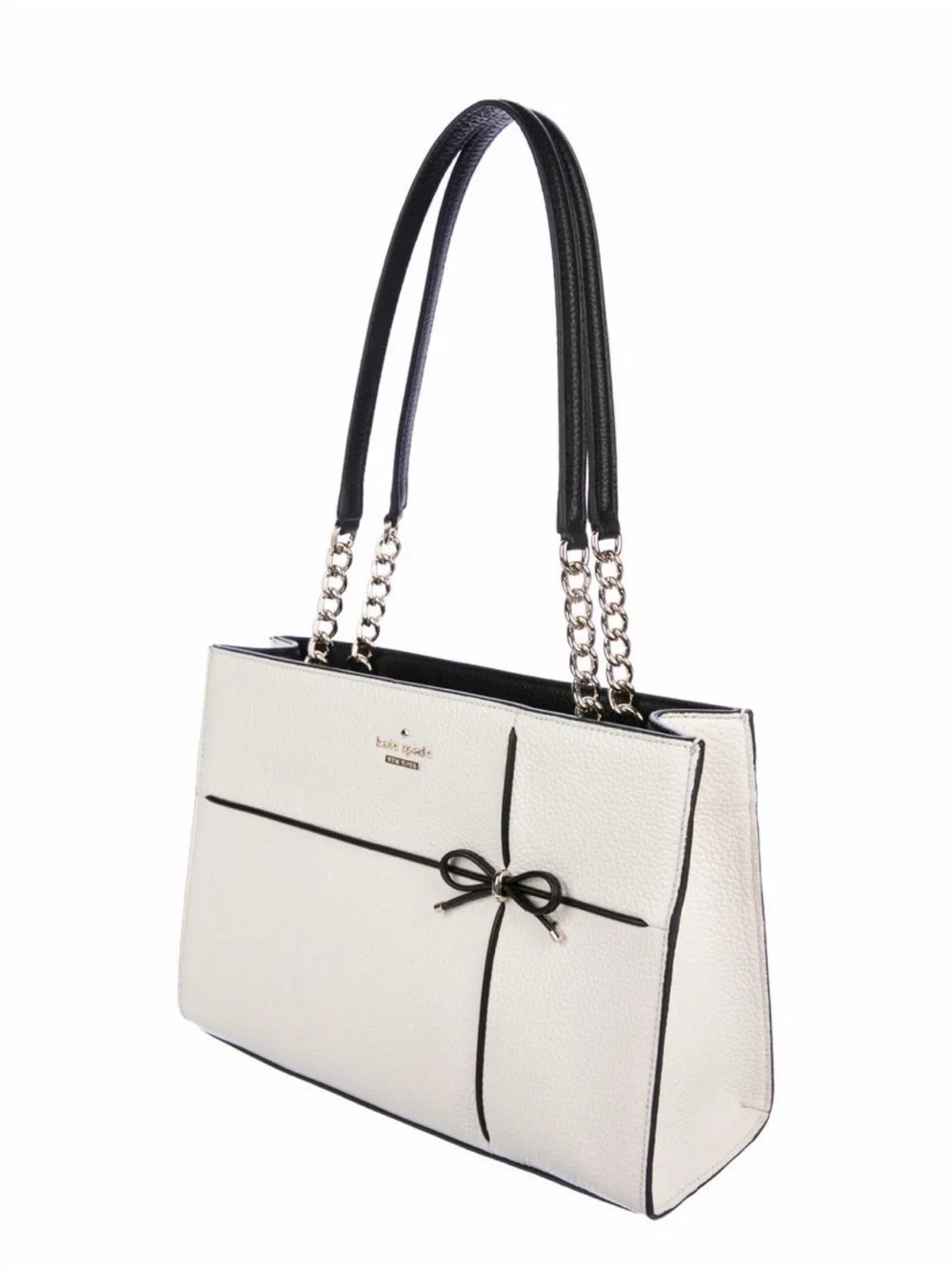 kate spade Cream Shoulder Bag with Black Trim and Bow Detail